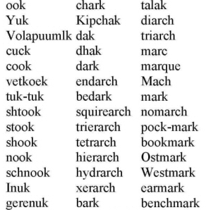 And a One, Two, Three! Word List